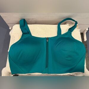NEW All In Motion Teal Sports Bra Zip Front High Support NWT 36D